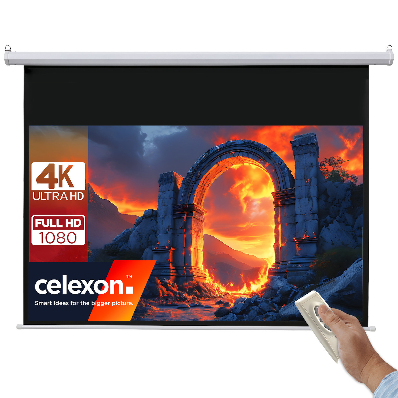 Vorschau: celexon basic line Motorleinwand 200 x 113cm,Heimkino-Leinwand,Leinwand Format 16:9, Beamerleinwand