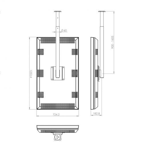 Vorschau: Hagor PLD Samsung OM55N Cover - höhenverstellbare Deckenhalterung für Samsung OM55N mit Rückverkleid