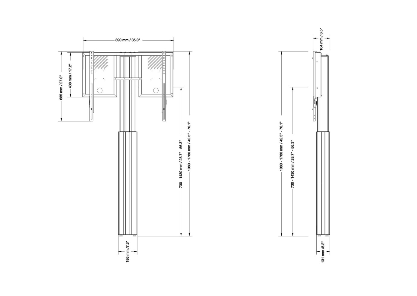 Vorschau: celexon Expert elektrisch höhenverstellbarer Display-Ständer Adjust-4286WS mit Wandbefestigung - 70c