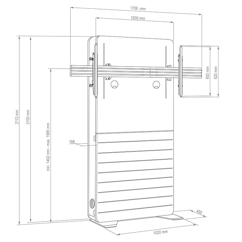 Vorschau: Hagor Medienstelen-Lift freistehend - Version breiter Korpus - passend für Cisco WebEx Board Pro 75"