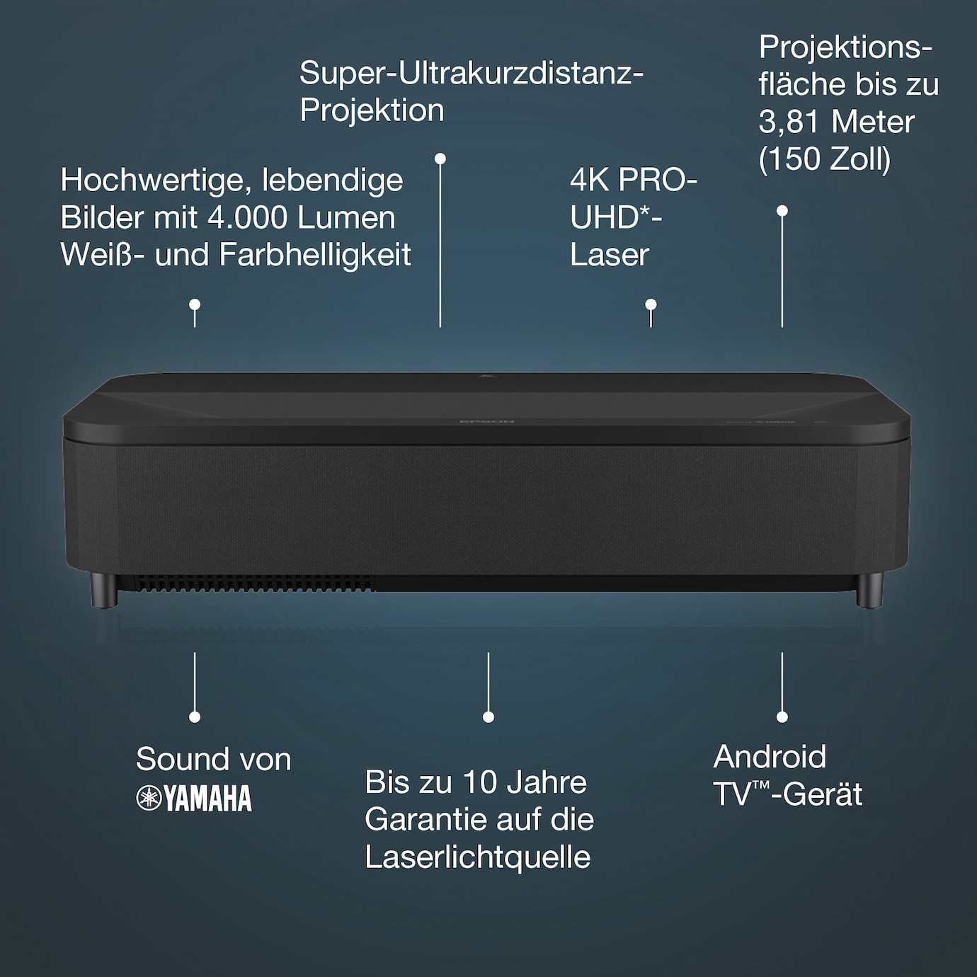 Vorschau: Epson EH-LS800B Heimkino Laser TV mit 4K HDR Auflösung und 4.000 ANSI-Lumen