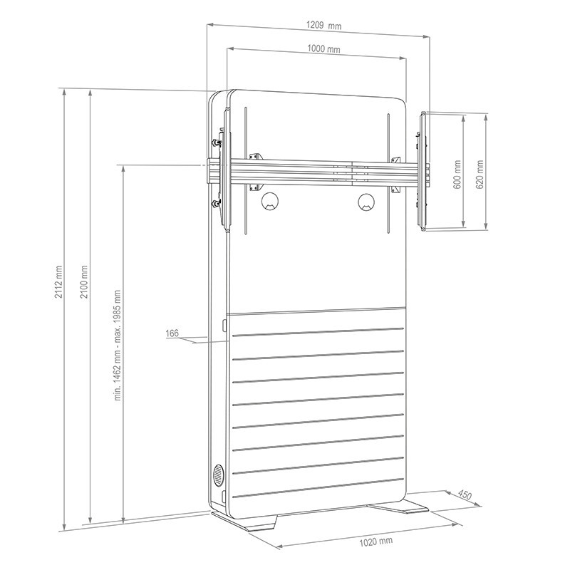 Vorschau: Hagor Medienstelen-Lift freistehend - Version breiter Korpus - passend für Cisco WebEx Board Pro 55"