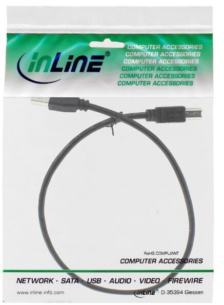 Vorschau: InLine USB 2.0 Kabel, A an B, schwarz, 0,5m