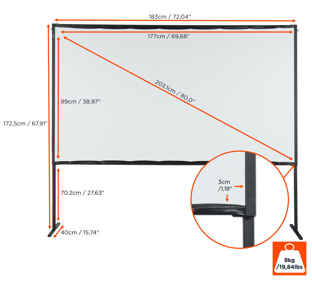 Vorschau: celexon basic line Faltrahmenleinwand 177 x 99 cm 80"