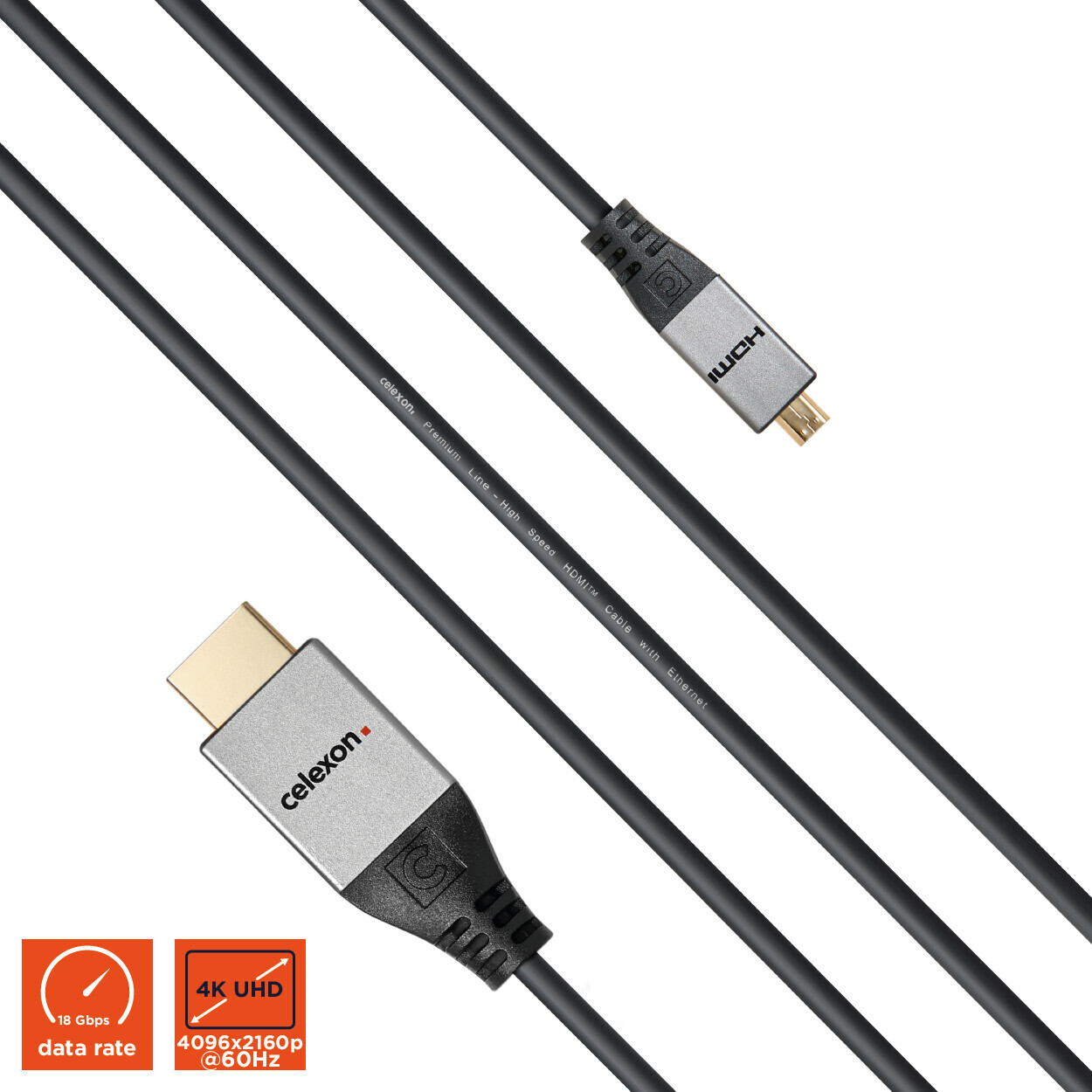 Vorschau: celexon HDMI auf Micro HDMI Kabel mit Ethernet - 2.0a/b 4K 1,0m - Professional Line