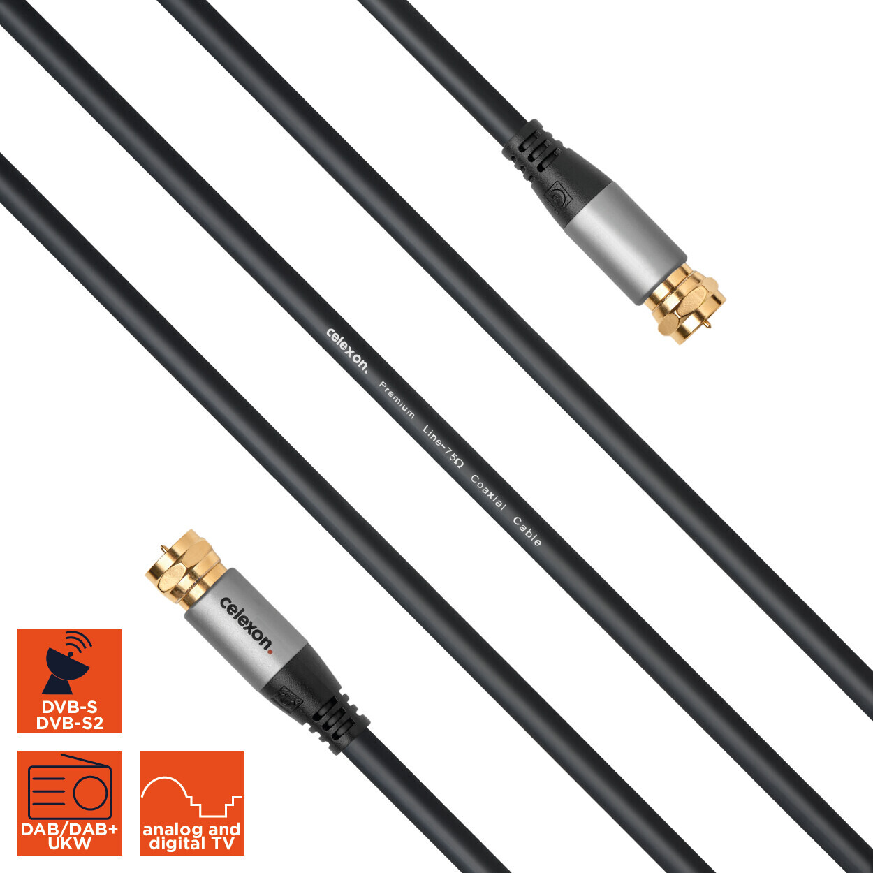 Vorschau: celexon F-Stecker Sat Antennenkabel 2,0m - Professional Line