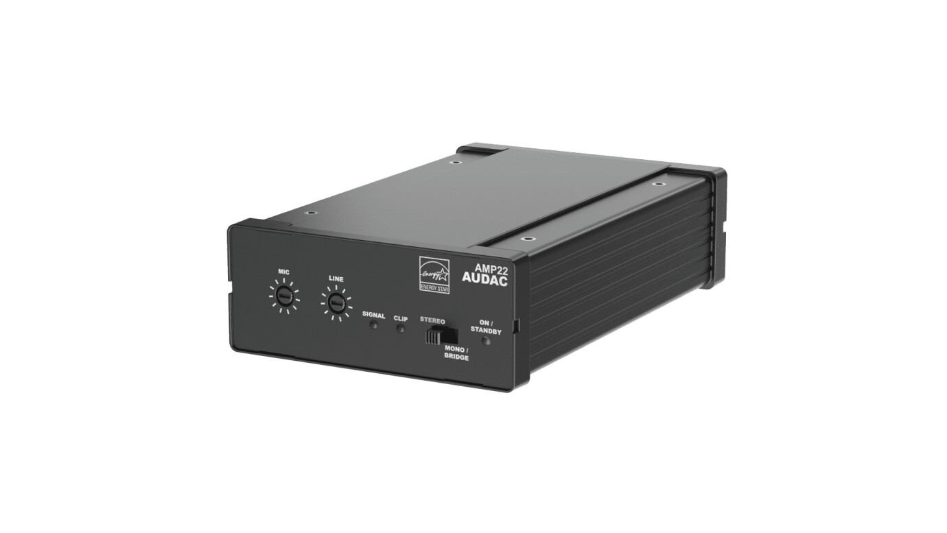 Vorschau: Audac AMP22 Mini-Stereoverstärker, 2x15W@4Ohm, brückbar, sym. Mikrofon- und Line Eingänge, WP2xx-Ei