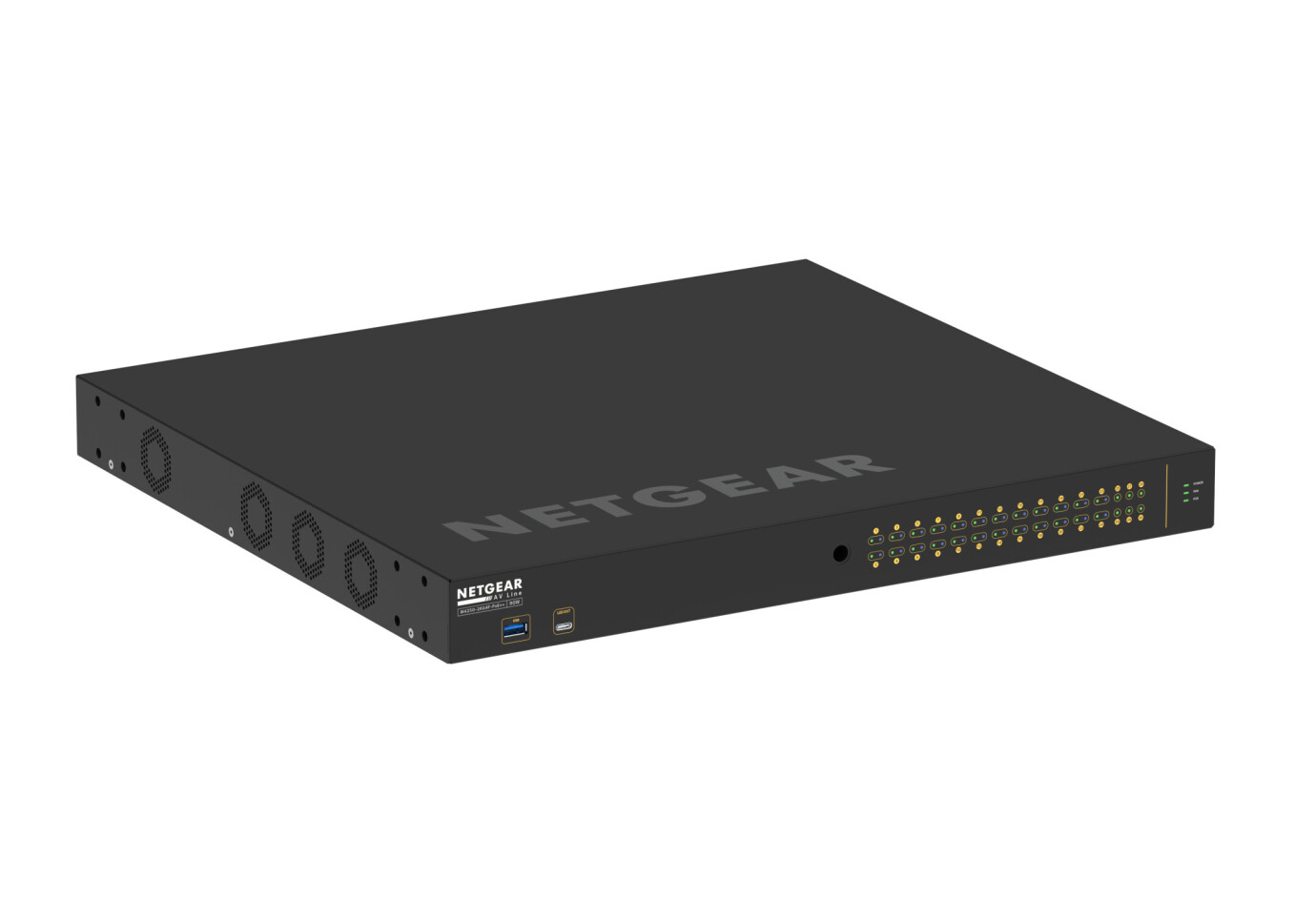 Vorschau: Netgear AV Line Managed Switch 24 x 1 G Ultra90 PoE++ 802.3bt 1440 W M4250-26G4F-PoE++