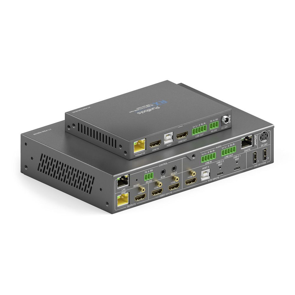 Vorschau: Purelink 18Gbps USB-C KVM-Switcher mit Dante und Multiview, 4K (60Hz 4:4:4) über USBC / HDMI+USB, in