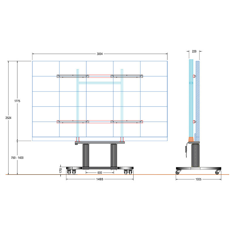 Vorschau: Hagor mobiles LED-Liftsystem mit motorischer Höhenverstellbarkeit- passend für Hisense HAIO 136"