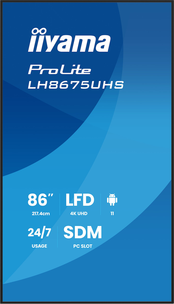 Vorschau: iiyama ProLite LH8675UHS-B2AG 86" 4K Digital Signage Display mit 24/7 Betriebszeit, Android OS, Sign