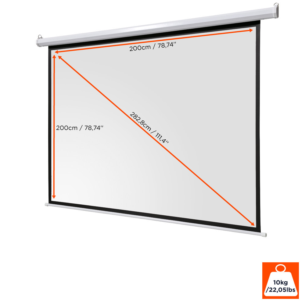 Vorschau: celexon basic line Motorleinwand 200 x 200cm,Leinwand Format 1:1, Heimkino Leinwand, Beamerleinwand,