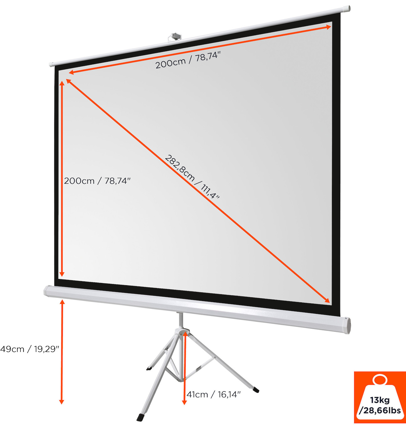 Vorschau: celexon basic line Stativleinwand 200 x 200cm,Leinwand Format 1:1