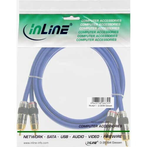 Vorschau: InLine Cinch Kabel AUDIO, PREMIUM, vergoldete Stecker, 2x Cinch Stecker / Stecker, 5m