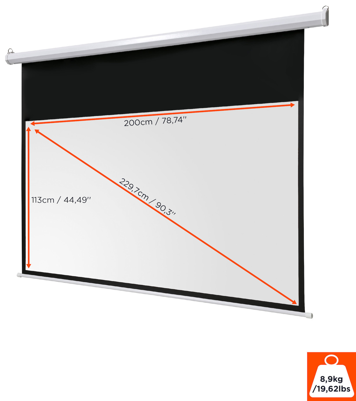 Vorschau: celexon basic line Motorleinwand 200 x 113cm,Heimkino-Leinwand,Leinwand Format 16:9, Beamerleinwand