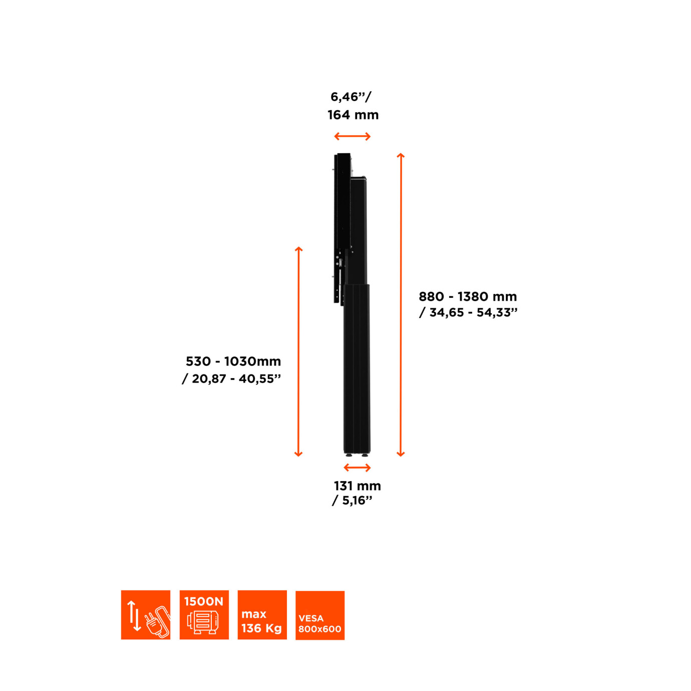 Vorschau: celexon Expert elektrisch höhenverstellbarer Display-Ständer Adjust-4275WB mit Wandbefestigung - 50c