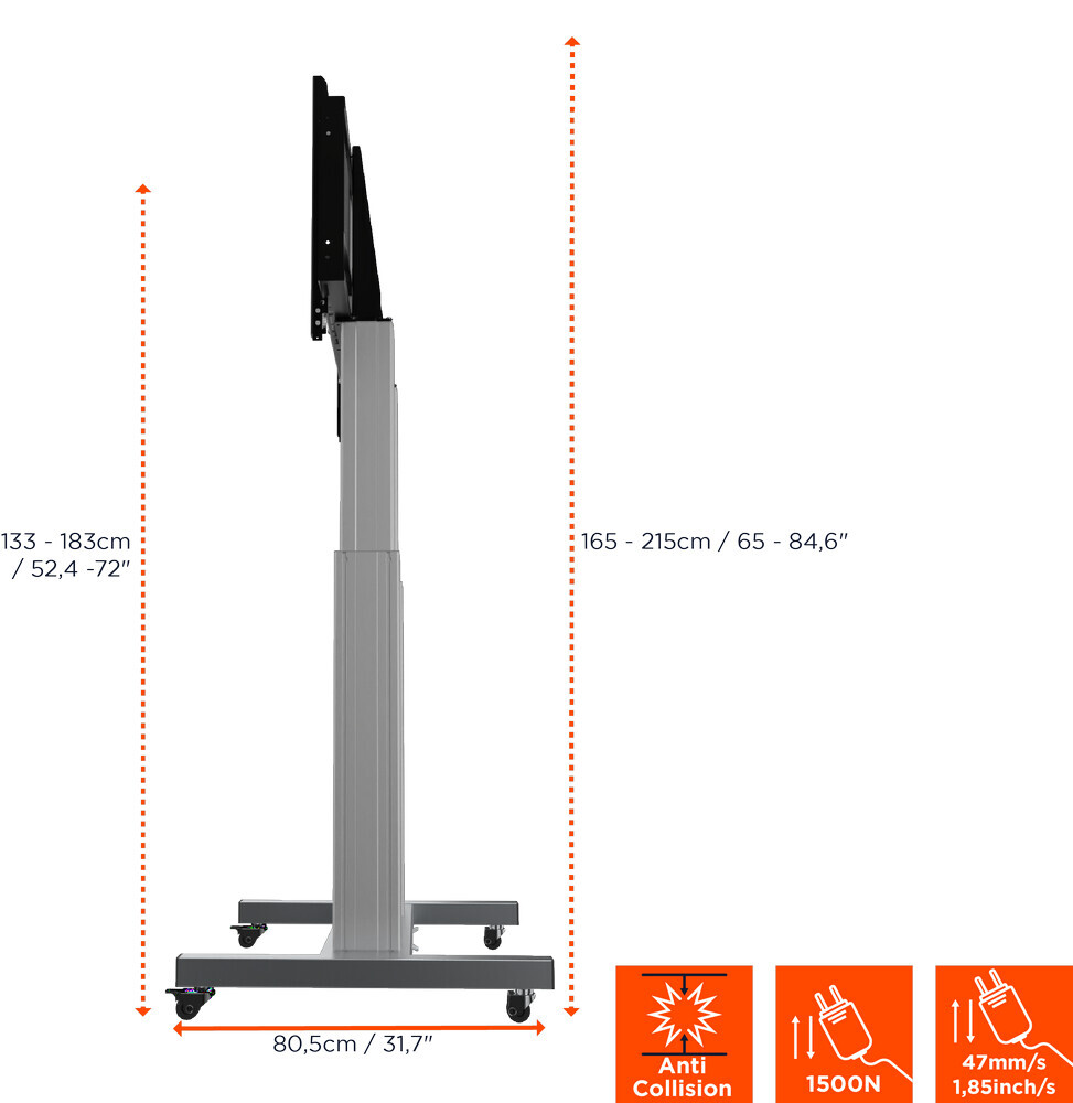 Vorschau: celexon Expert elektrisch höhenverstellbarer Display-Rollwagen Adjust-70120MS- 50cm