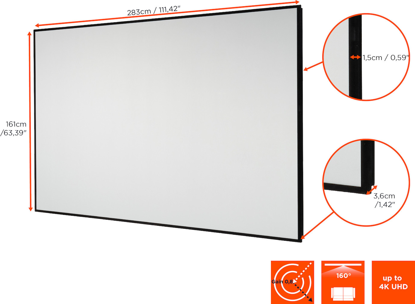 Vorschau: celexon HomeCinema Frame 280 x 158 cm, 126" - Dynamic Slate ALR