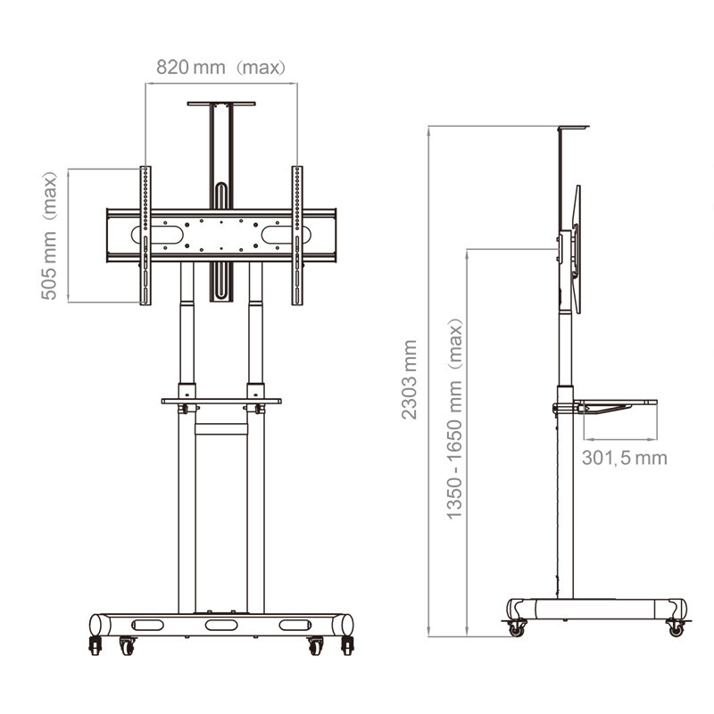 Vorschau: Hagor HP Twin Stand HD - Standsystem, wahlweise mobil oder stationär für Displays 55 – 84“ - max. VE