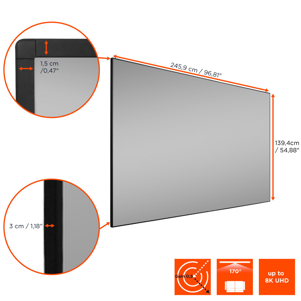 Vorschau: celexon CLR HomeCinema UST Hochkontrast-Rahmenleinwand V2.0 110"