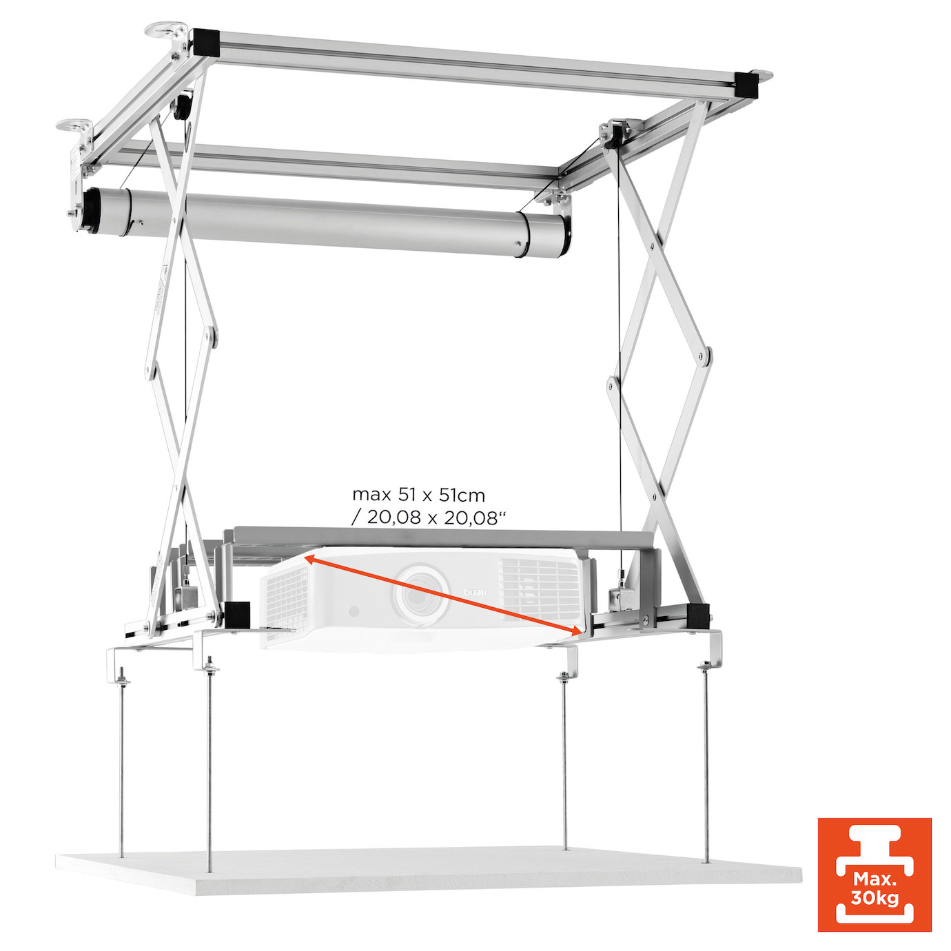 Vorschau: celexon Beamer Deckenlift PL400 HC Plus - max. ausfahrbar bis 54 cm - 25kg Traglast - Demo