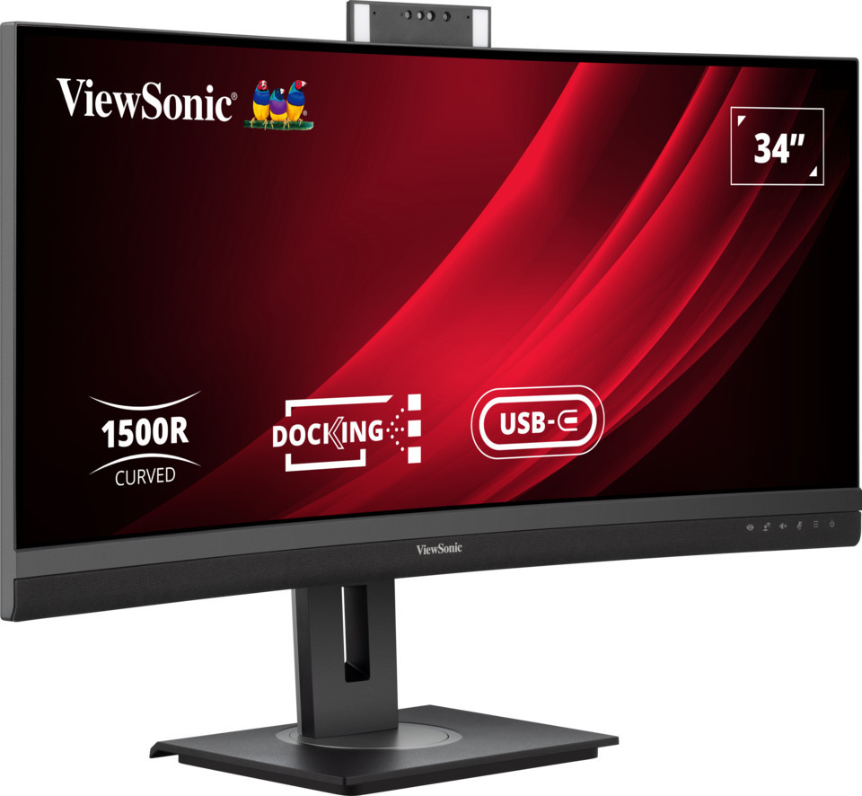 Vorschau: ViewSonic VG3457CV 34" UWQHD 21:9 Curved Video Conferencing Docking Monitor mit Windows Hello & Zoom