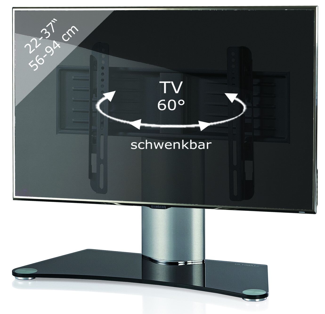 Vorschau: VCM TV Tisch - Standfuss "Windoxa Mini" Schwarzglas