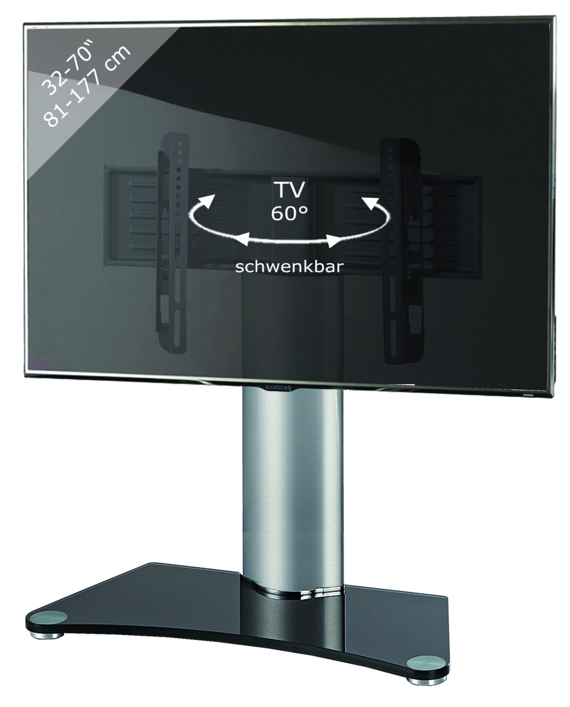 Vorschau: VCM TV Tisch - Standfuss "Windoxa Maxi" Schwarzglas