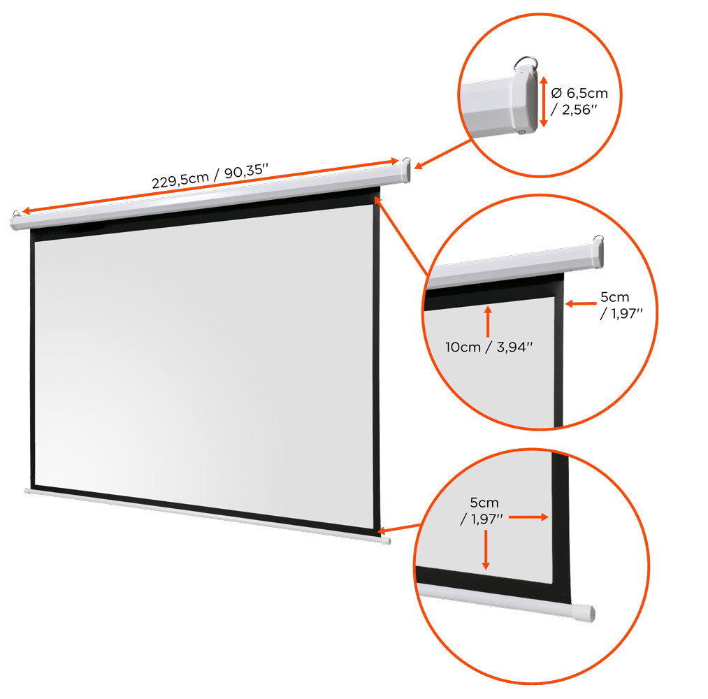 Vorschau: celexon basic line Motorleinwand 200 x 150cm,Heimkino-Leinwand,Leinwand Format 4:3, Beamerleinwand,