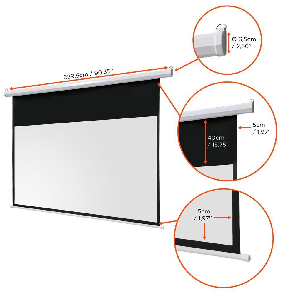 Vorschau: celexon basic line Motorleinwand 200 x 113cm,Heimkino-Leinwand,Leinwand Format 16:9, Beamerleinwand