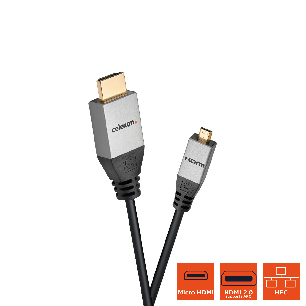 Vorschau: celexon HDMI auf Micro HDMI Kabel mit Ethernet - 2.0a/b 4K 1,0m - Professional Line