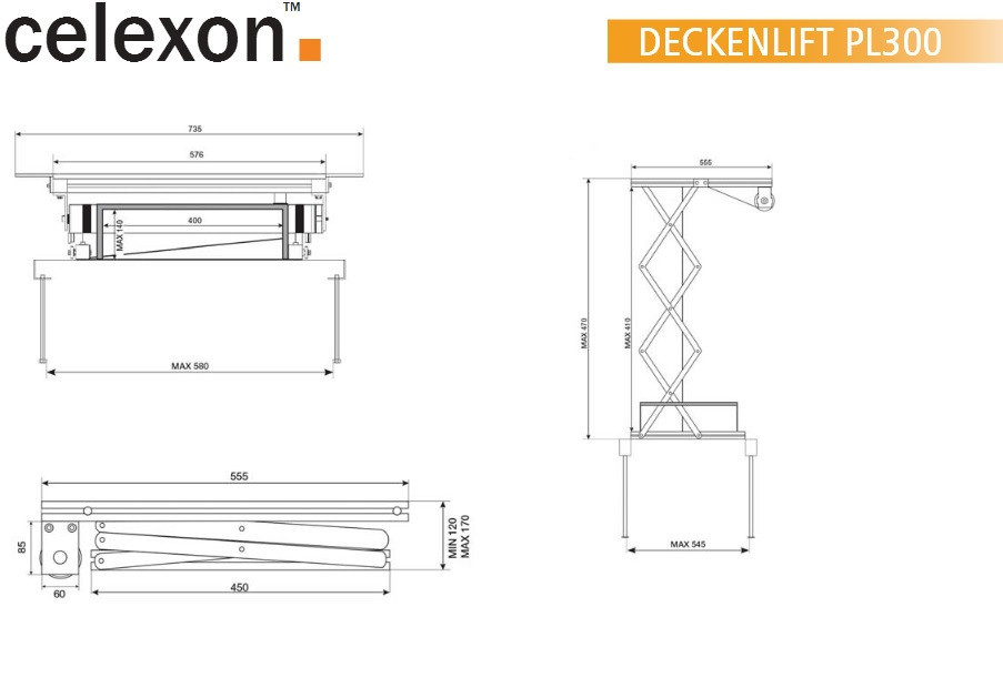 Vorschau: celexon Beamer Deckenlift PL300 - max. ausfahrbar bis 47 cm - 15kg Traglast - Demo