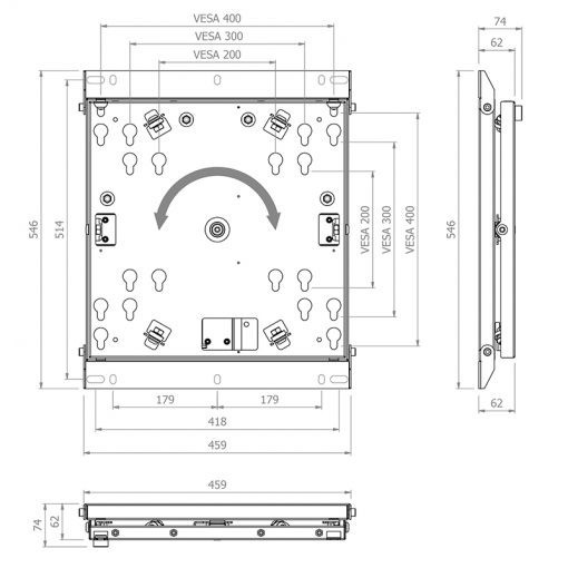 Vorschau: Hagor WH Turn M drehbare Universal-Wandhalterung für 46-55" Displays