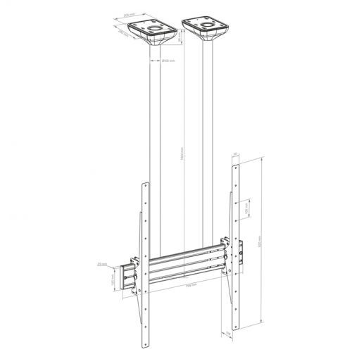 Vorschau: Hagor PLD Single HD Portrait - Schwerlast-Deckenhalterung - 75-100" | max. VESA 900x600 | Traglast 1