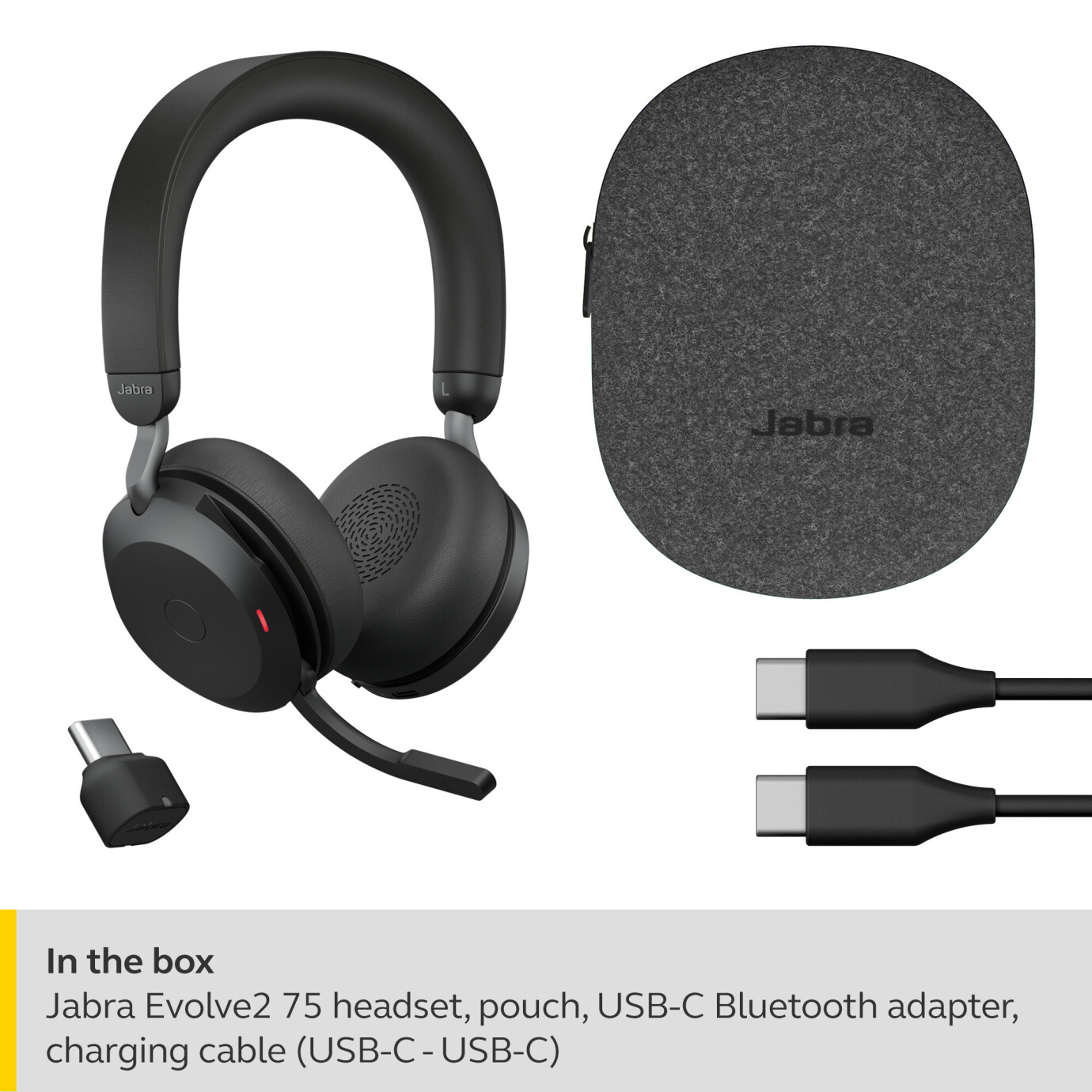 Vorschau: Jabra Evolve2 75 Schnurloses Stereo-Headset für MS, Bluetooth, USB-C, schwarz