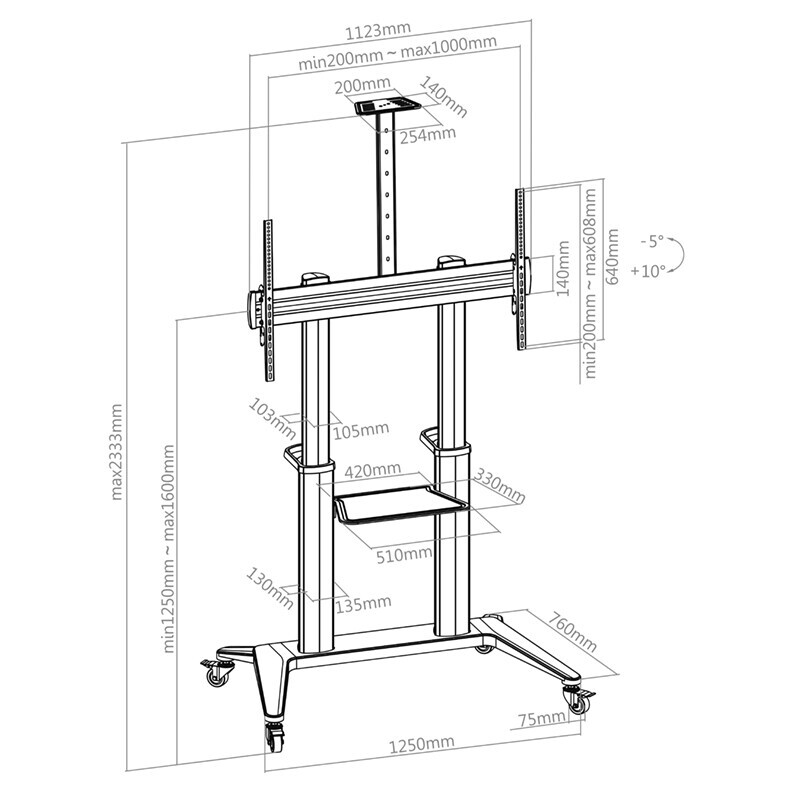 Vorschau: Hagor BrackIT Stand HD XXL - mobiles Standsystem für Displays 62 – 120“ - max. VESA 1000 x 600 mm