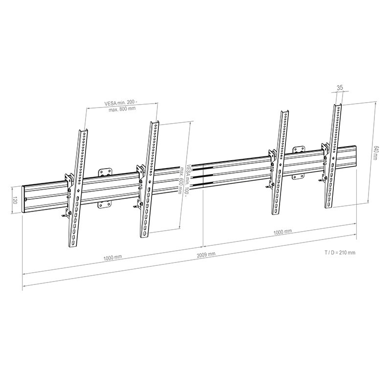 Vorschau: Hagor comPROnents® Menuboard Wandhalterung für 2 Displays 55-65" Landscape| max. VESA 800x600