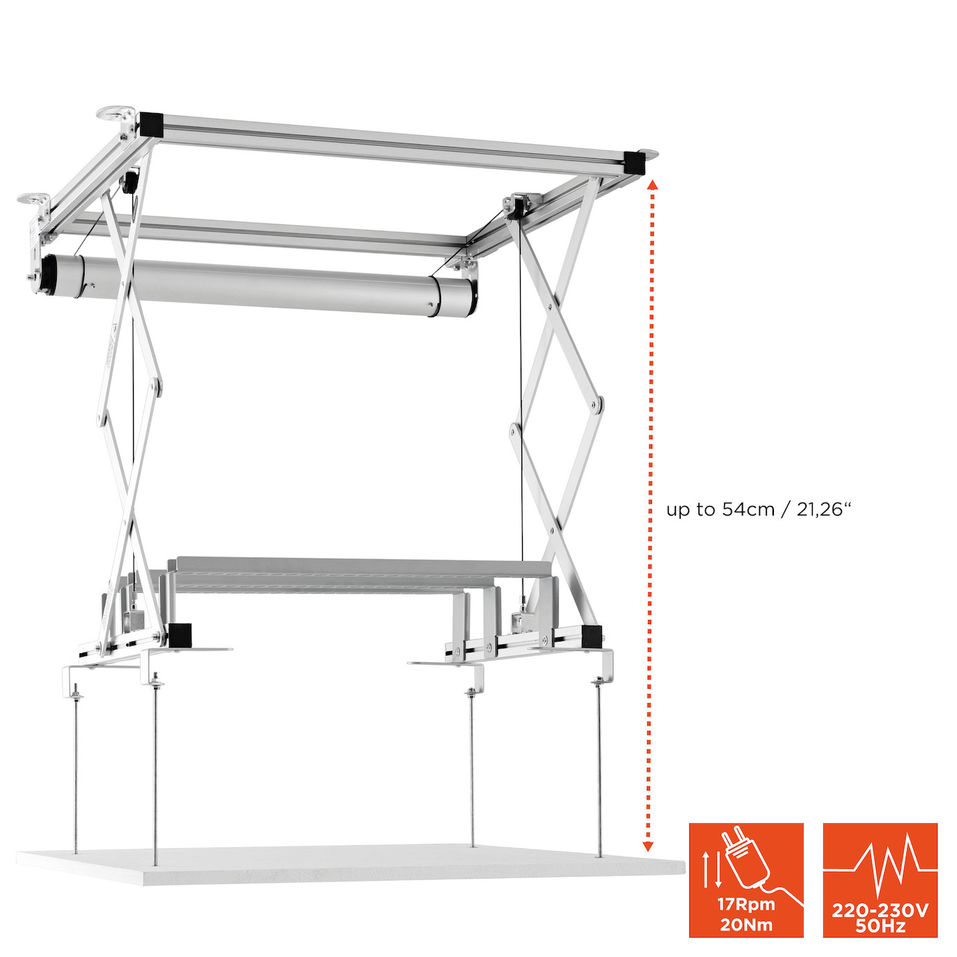 Vorschau: celexon Beamer Deckenlift PL400 HC Plus - max. ausfahrbar bis 54 cm - 25kg Traglast - Demo