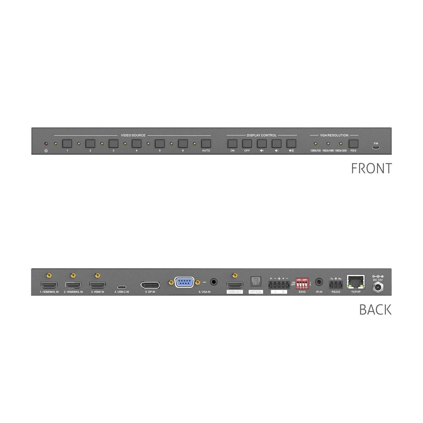 Vorschau: Purelink PT-PSW-61E 6x1 4K 18Gpbs Multiformat Presentation Switcher mit Scaler