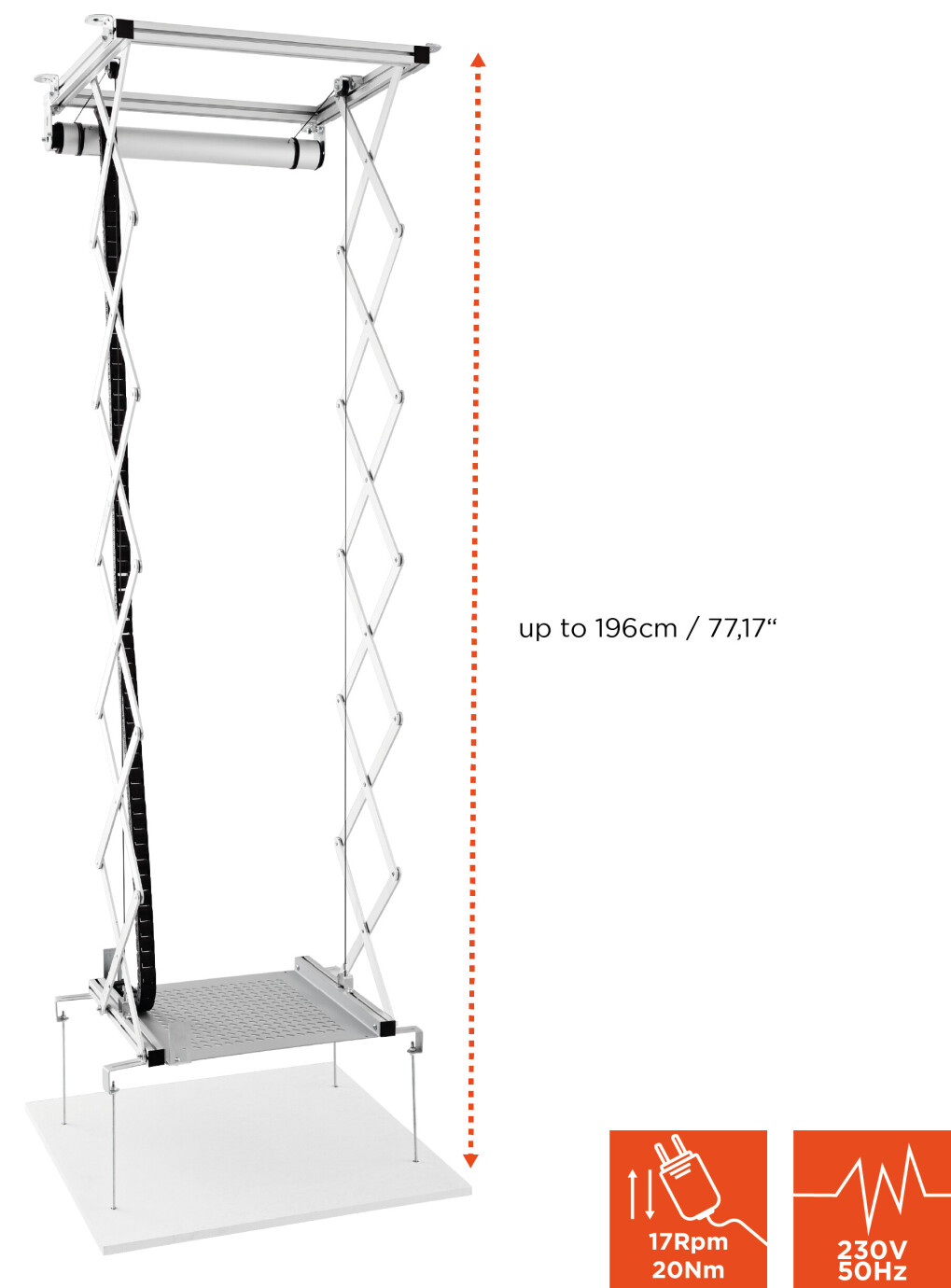 Vorschau: celexon Beamer Deckenlift PL2000 Plus - max. ausfahrbar bis 196 cm - 25kg Traglast