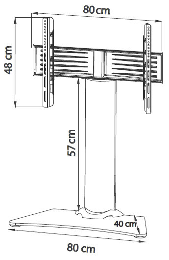 Vorschau: VCM TV Tisch - Standfuss "Windoxa Maxi" Schwarzglas