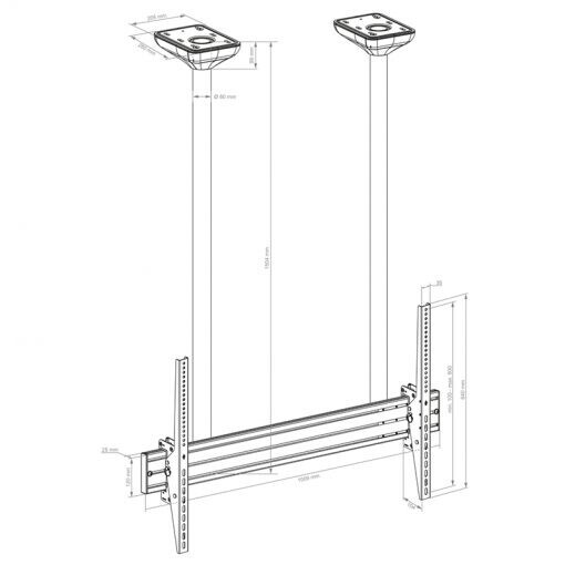 Vorschau: Hagor PLD Single HD - Schwerlast-Deckenhalterung - 75-100" | max. VESA 900x600| Traglast 100 kg - La