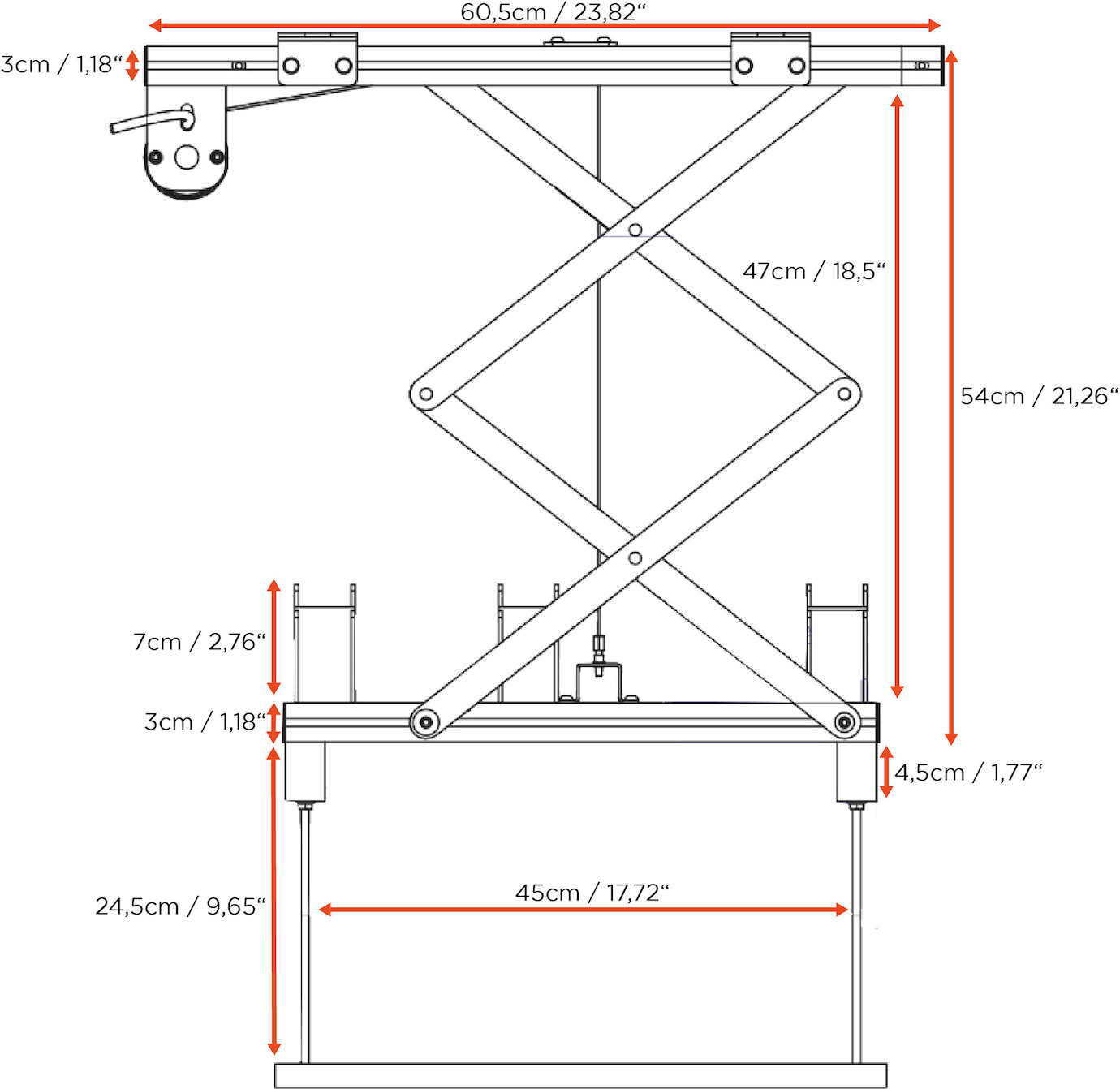 Vorschau: celexon Beamer Deckenlift PL400 HC Plus - max. ausfahrbar bis 54 cm - 25kg Traglast - Demo