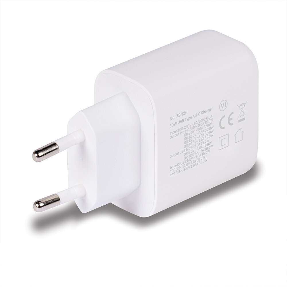 Vorschau: LINDY USB Ladegerät Typ A & C Charger 30W, weiß