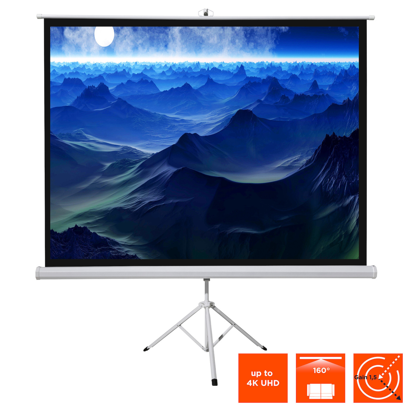 Vorschau: celexon basic line Stativleinwand 220 x 220cm,Leinwand Format 1:1, Heimkino Leinwand, Beamerleinwand