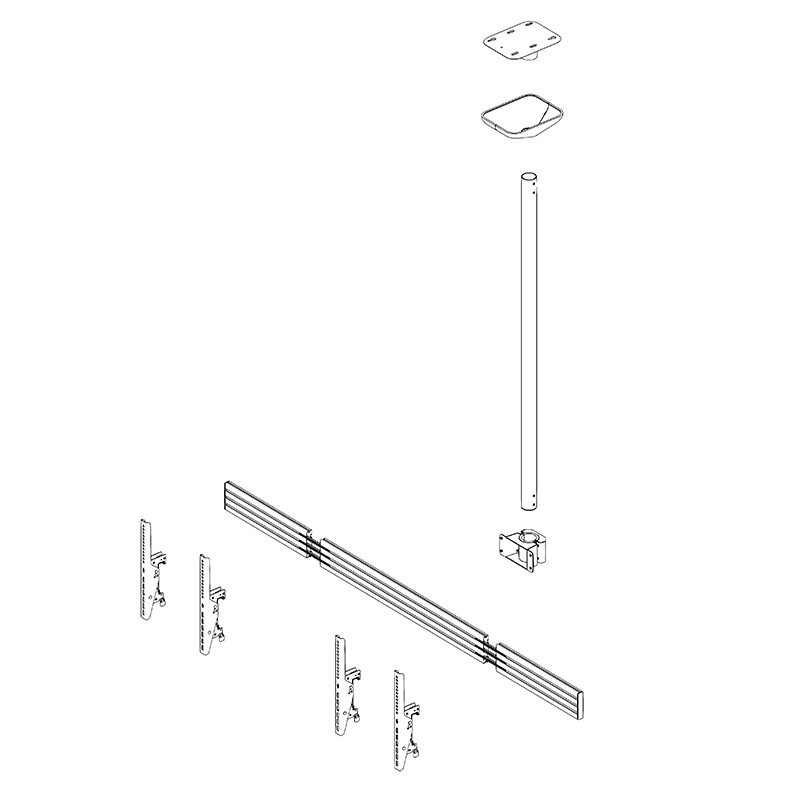 Vorschau: Hagor comPROnents® Menuboard Deckenhalterung für 2 Displays 46-65" Landscape|max. VESA 600x400