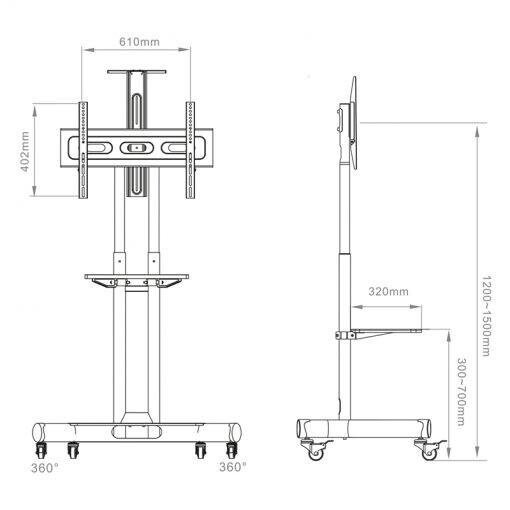 Vorschau: Hagor HP Twin Stand - mobiles Standsystem - 32-55" | max. VESA 600x400 | Traglast 50kg