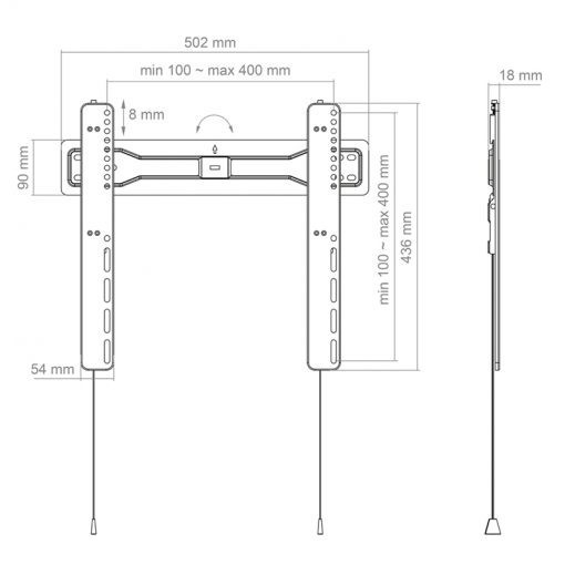 Vorschau: Hagor BL Superslim 400 - starre Wandhalterung - 32-55" | max. VESA 400x400 | Traglast 35kg