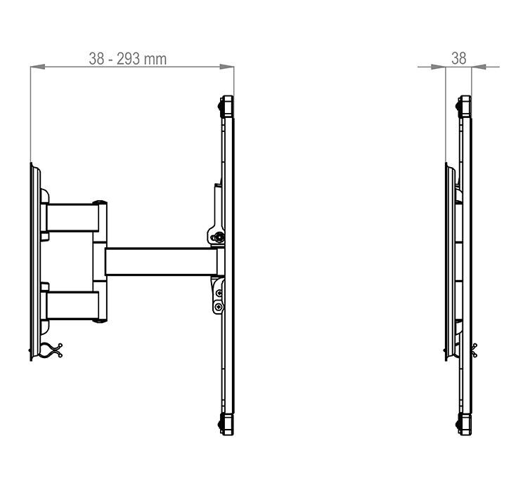 Vorschau: Hagor BrackIT TnT - ultraflache, neig- und schwenkbare Wandhalterung | 40 bis 65" | max. VESA 400x40