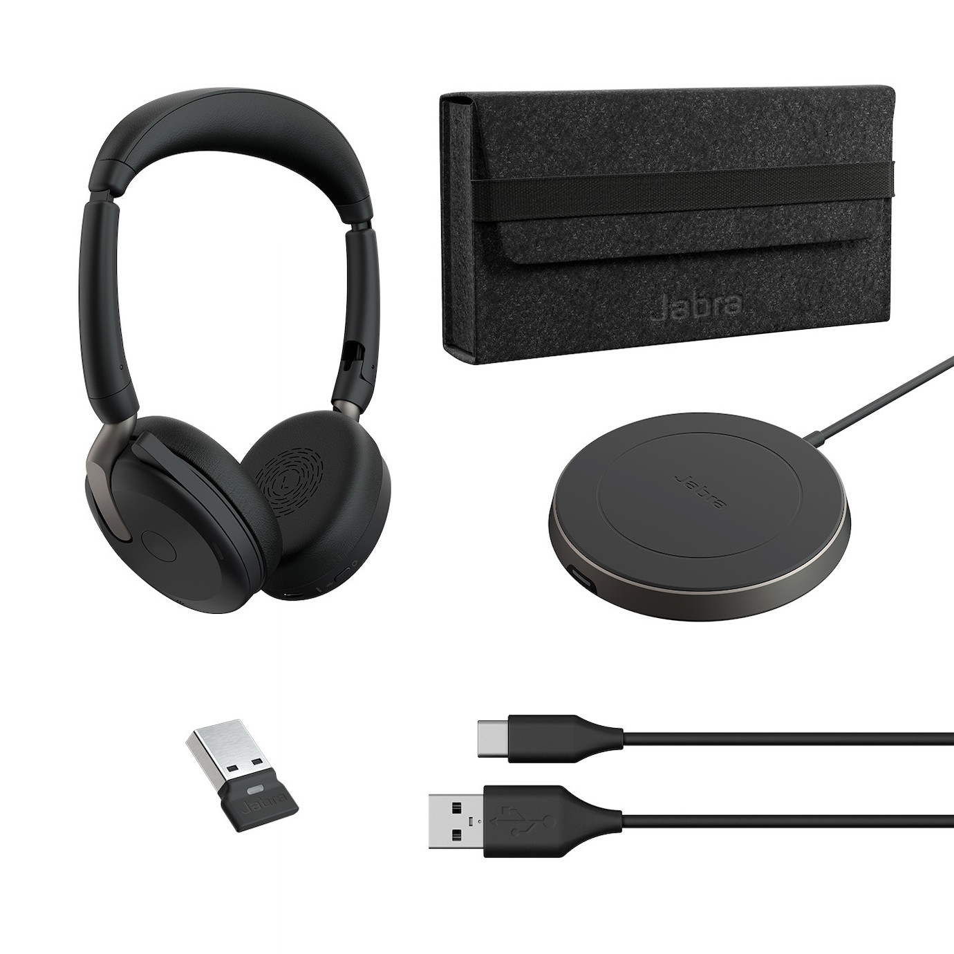 Vorschau: Jabra Evolve2 65 Flex Link380a MS Stereo – schnurloses Stereo Headset mit USB-A - zertifiziert für M